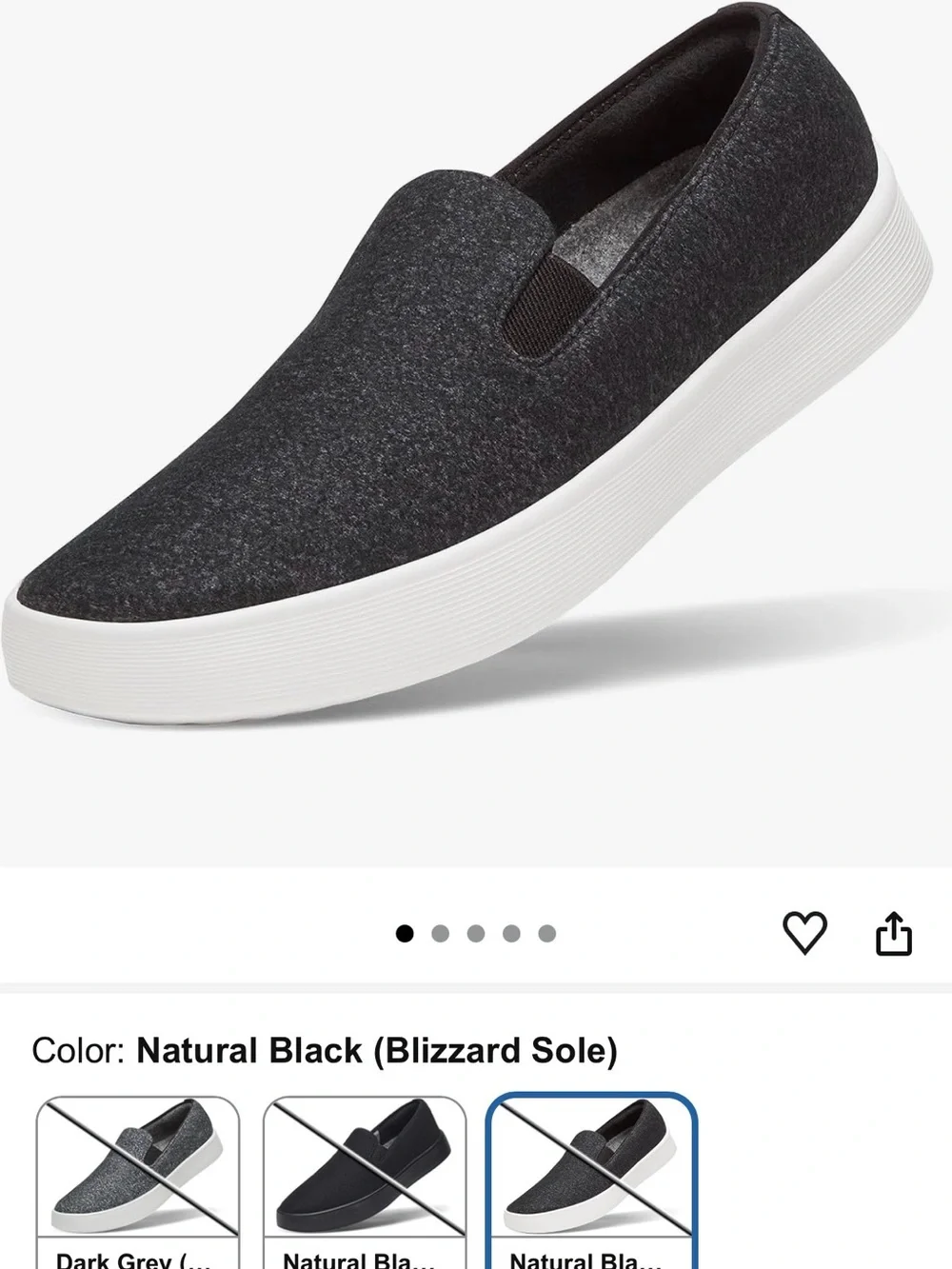 allbirds Men's Slip-On Sneakers in Black with White Sole